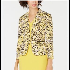Nine West Leopard Print Blazer - Yellow & Tan Animal Print Jacket - Size 12